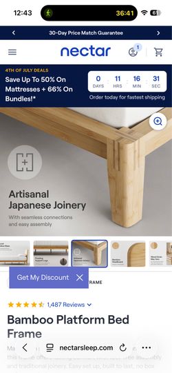 King size bamboo bedframe in box