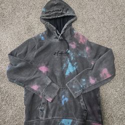 Hollister Tie Dye Hoodie Men’s Medium Black Pink Blue Washed Pullover Sweatshirt