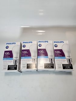 4x Philips 100-Watt Equivalent A19 Non-Dimmable Energy Saving LED Light Bulb