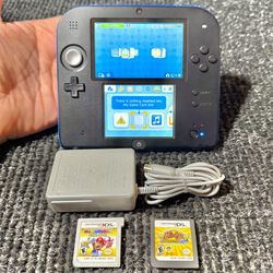 Nintendo 2DS Black / Blue Handheld Console Bundle