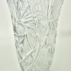Vintage American Brilliant Period Starburst Cut Heavy Cut Crystal Vase, Perfect Condition - 2.5 lb, 7 1/4” H  *Reduced 