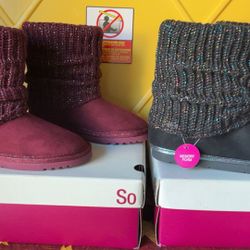 Mandy Black And Burgundy Girls Boots 