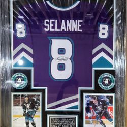 Ducks Teemu Selanne Signed, JSA-Certified, Deluxe-Framed Jersey 