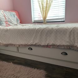 Bed frame Twin size Includes mattress No bed covers or pillows included