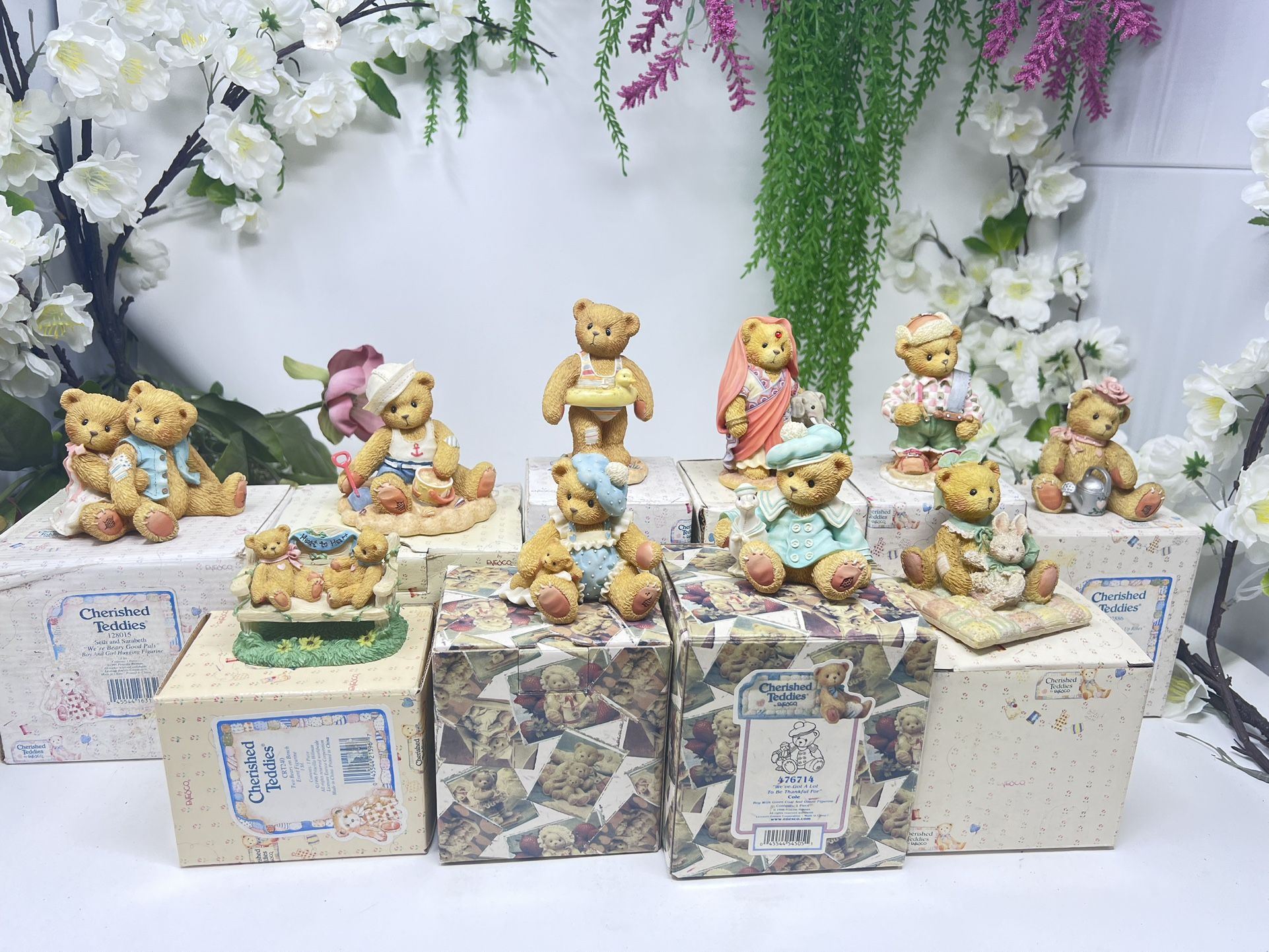 C7 Lot of 10 Cherished Teddies Figurines – With Original Boxes – Great Mixed Collection