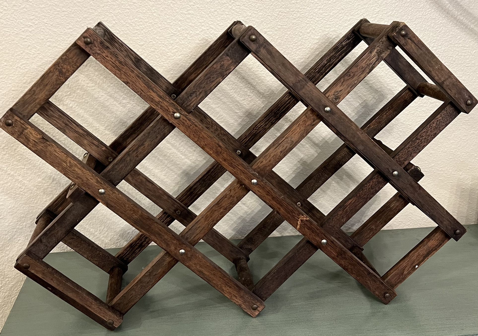 Accordion Wooden Folding Wine Rack - Cottage Core Farmhouse Style