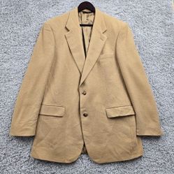Brooks Brothers Men Camel Hair Blazer Size 43L Sport Coat Business Classic 