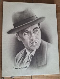 Custom Charcoal El Pachino Portait By Allen Davidson 