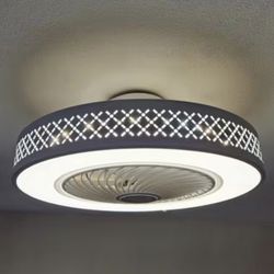 20.4 in. Round White Indoor Integrated LED Ceiling Fan with Remote for Kids Room Bedroom 