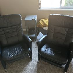 2 Black Leather Recliners