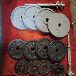 1" HOLE  ADJUSTABLE DUMBBELLS 82LBs.  
4-10s. 4-8s. 4-2.5s 
11525 S HALSTED DUNKIN DONUTS/
7111.S WESTERN WALGREENS 
70$  CASH ONLY AS IS 