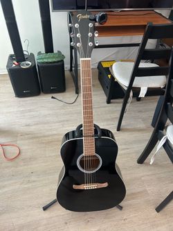 Fender FA-125 Acoustic Guitar (All Black) + Gator Padded Gig Bag
