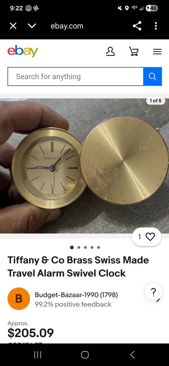 Tiffany&co Vintage Travel Alarm Clock/ Not Working/ Ebay Listing Of Same Watch For $205 NoN Working 