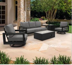 Henredon trego 5 piece fire outdoor patio seating set