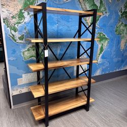Metal And Solid Wood Bookcase
