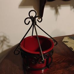 Beautiful Heavy Wrought Iron & Heavy Ceramic Plant Hanger Located In Reedley 