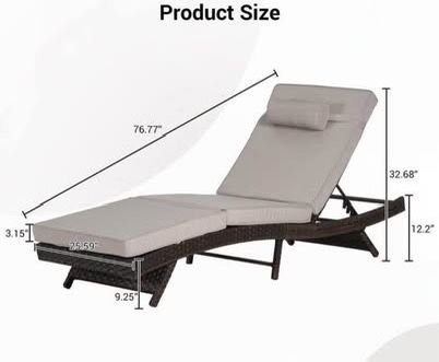 Newly Assembled Wicker Lounge Chair Lawn Sunbathing Chair DELIVER w/ fee