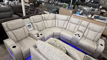 Power Reclining Sectional With Massage,Adjustable Headsets,wireless Charging And Speakers