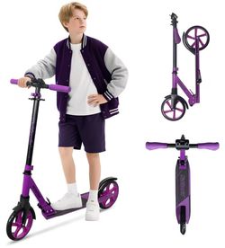 Nattork Kick Scooter for Kids 6+ Years Teens Adults - 220LB Weight Capacity, Front Shock Absorber and Adjustable Handlebar - Smooth Ride with 8" Sturd