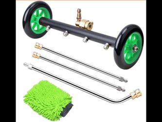 EVEAGE 2-In-1 Undercarriage Pressure Washer Attachment, 16" Pressure Washer Undercarriage Cleaner, Underbody Sprayer With Extension Rods Wash Mitt, Gr