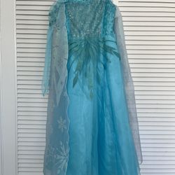 Disney Store Frozen Queen Elsa Glitter Sequin Blue Halloween Costume Dress 9/10