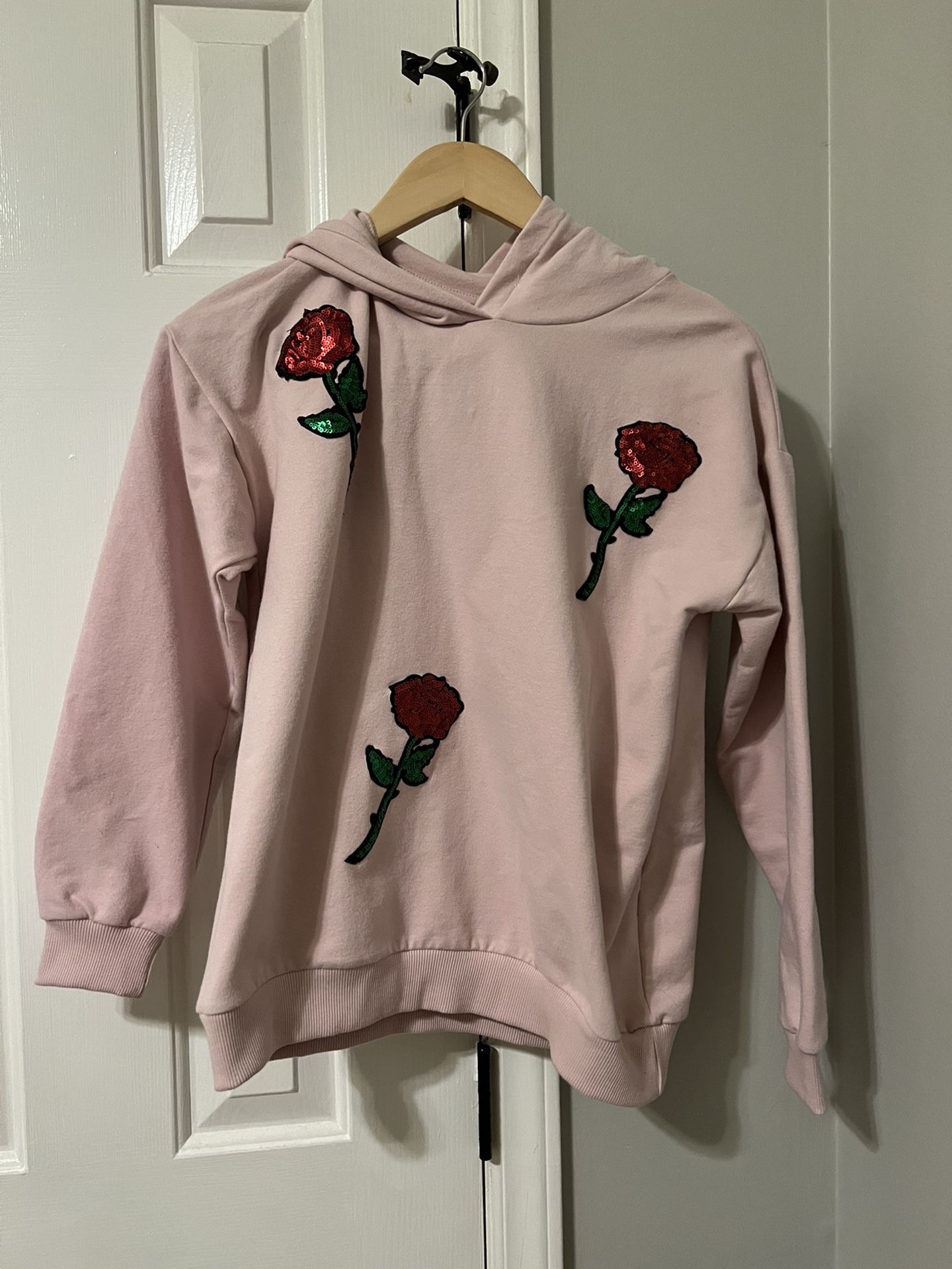 Pink Hoodie With Roses