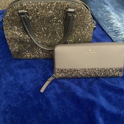 Kate Spade Set Glitter Handbag And Wallet