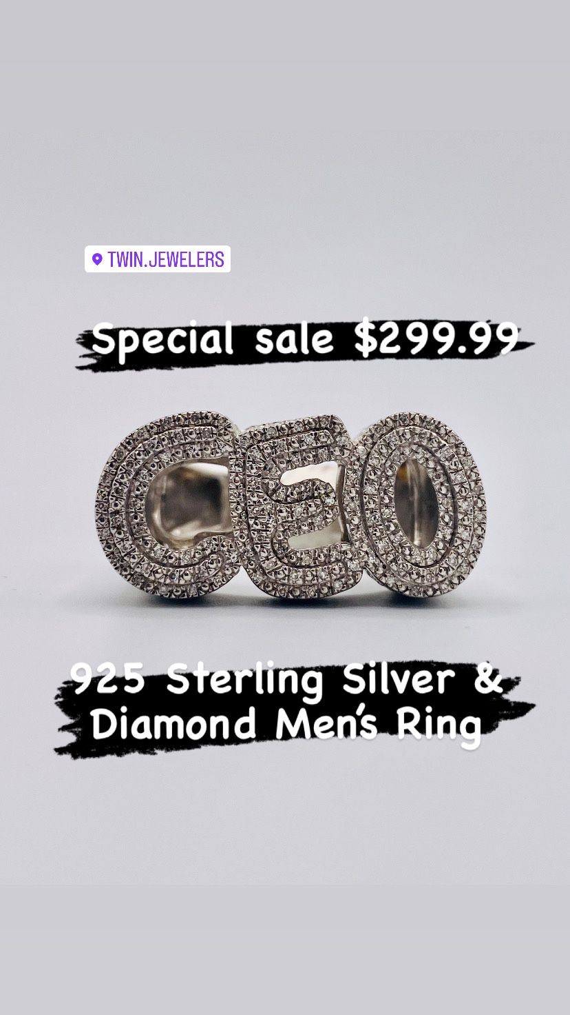 10KT Silver With Diamonds Ring 