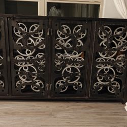 Steampunk Industrial Gears Black Metal Cabinet.