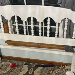 White Solid Wood Queen Headboard