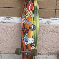 Custom Longboard Skateboard – 40" Deck w/ Stickers, Trucks & Wheels