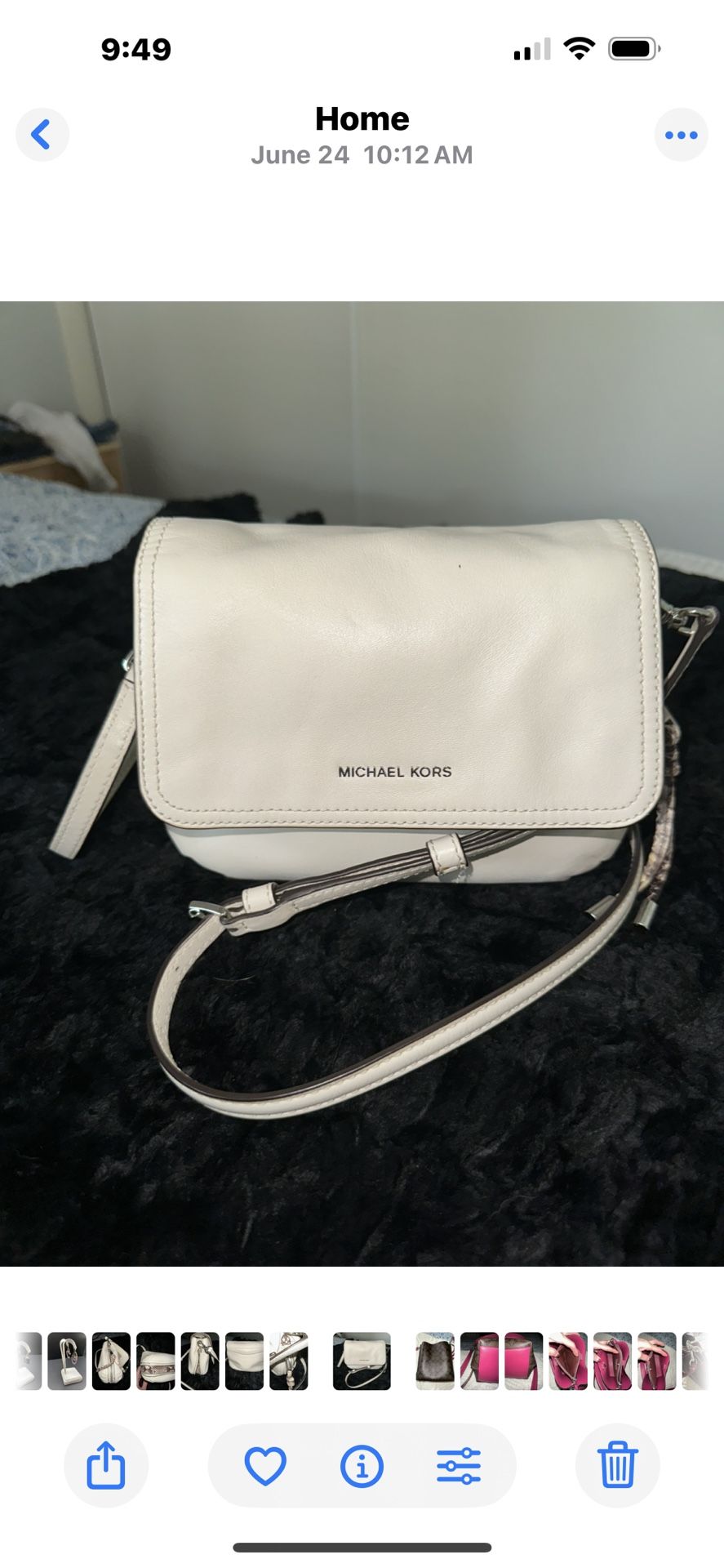 Adorable Crossbody, Michael, Kors, Leather Cream Colored Purse With Size Expander, Zipper Faux Snake 