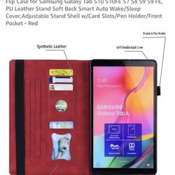 $5-Flip Case for Samsung Galaxy Tab S10 S1OFE S7 S8 S9 S9 FE, PU Leather Stand Soft Back Smart Auto Wake/Sleep Cover, Adjustable Stand Shell w/Card Sl