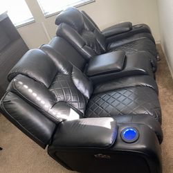 2 Piece Leather Recliner Sofa