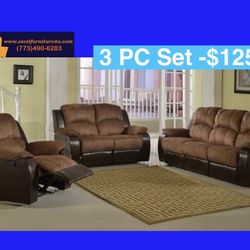 💥FREE DELIVERY💥Brand New 3PC Reclining Sofa Loveseat Chair Set 