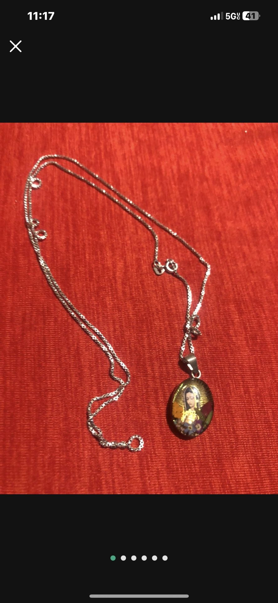 Virgin Mary Sylver. 925  Pendant And Necklace 