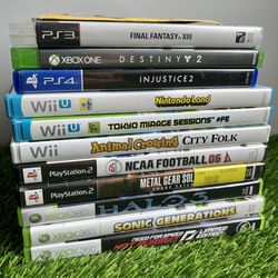 Video Game Bundle Lot Gaming PS2 PS3 PS4 Halo Ncaa Football Sonic Destiny Xbox 360 One Playstation Nintendo Wii U Animal Crossing Case Disc Manual