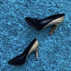 Luxury Rebel Women's Veronica Leather Platform Pumps Black/gold Size 36.5.  Perfect condition!