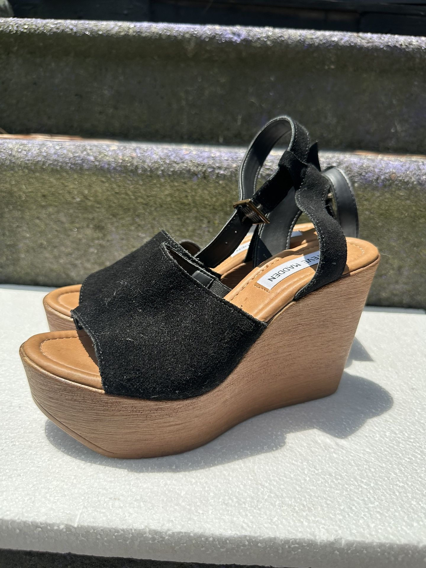 New, Steve Madden, Platform, Wedge Heels, Leather Upper, Size 6