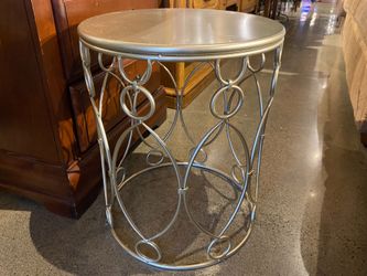 All-Metal Silver Ring Side Table