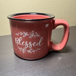 Blessed - Sand Etched Ceramic Camp Mug/ coffee tea