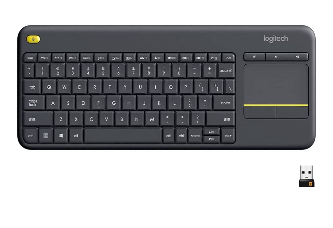 Logitech K400 Plus Wireless Touch TV Keyboard With Easy Media Control and Built-in Touchpad, HTPC Ke