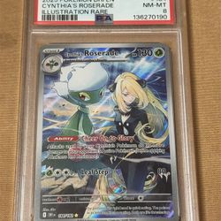 2025 Pokémon Destined Rivals Cynthia's Roserade 184/182 Illustration Rare PSA 8