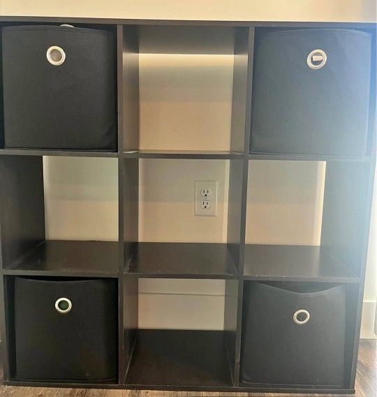 Two Shelves With Cubbies Included Dark Brown
