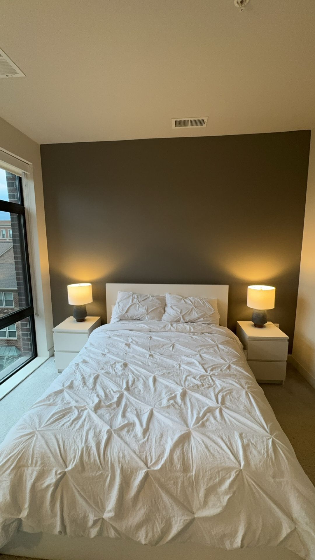 Bed, Light Bulbs, Side Tables