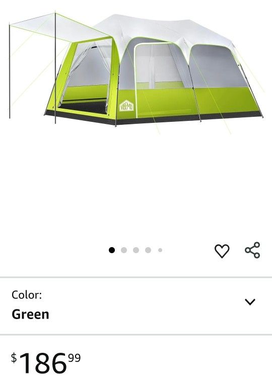 8/10 Person Instant Camping Tent, Pop-Up Family Tent for Instant Easy Setup, Spacious Interior, Includes Rainfly, Room Divider, Carry Bag, Backpacking