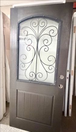 36" Fiberglass + Iron Exterior Door