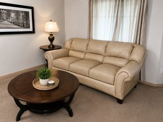 Genuine Leather Sofa 89” + FREE Wall Art