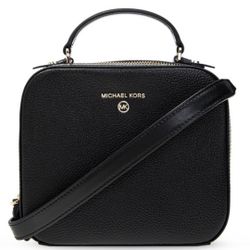 MICHAEL KORS Handbag Black Leather Jet Set Charm Medium Crossbody