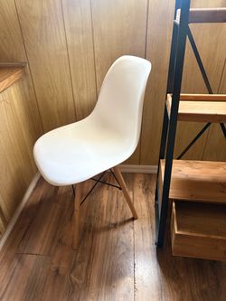White Shell Chair with Wood Legs